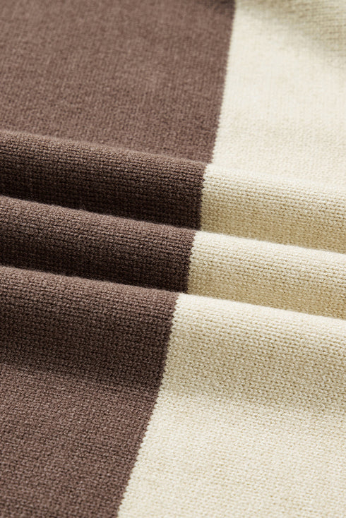 Scallop Detail Blocked Stripe Knit Sweater