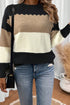 Scallop Detail Blocked Stripe Knit Sweater