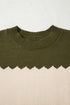 Scallop Detail Blocked Stripe Knit Sweater