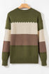 Scallop Detail Blocked Stripe Knit Sweater