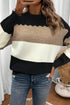 Scallop Detail Blocked Stripe Knit Sweater
