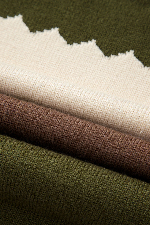 Scallop Detail Blocked Stripe Knit Sweater