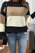 Scallop Detail Blocked Stripe Knit Sweater