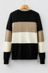 Scallop Detail Blocked Stripe Knit Sweater