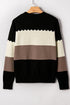 Scallop Detail Blocked Stripe Knit Sweater
