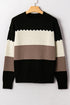 Scallop Detail Blocked Stripe Knit Sweater