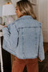 Scallop Trim Collar Mineral Washed Patched Pocket Denim Jacket