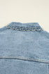 Scallop Trim Collar Mineral Washed Patched Pocket Denim Jacket