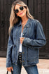 Scallop Trim Collar Mineral Washed Patched Pocket Denim Jacket