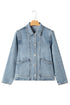 Scallop Trim Collar Mineral Washed Patched Pocket Denim Jacket