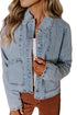 Scallop Trim Collar Mineral Washed Patched Pocket Denim Jacket