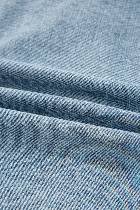 Scallop Trim Collar Mineral Washed Patched Pocket Denim Jacket