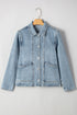 Scallop Trim Collar Mineral Washed Patched Pocket Denim Jacket