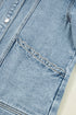 Scallop Trim Collar Mineral Washed Patched Pocket Denim Jacket