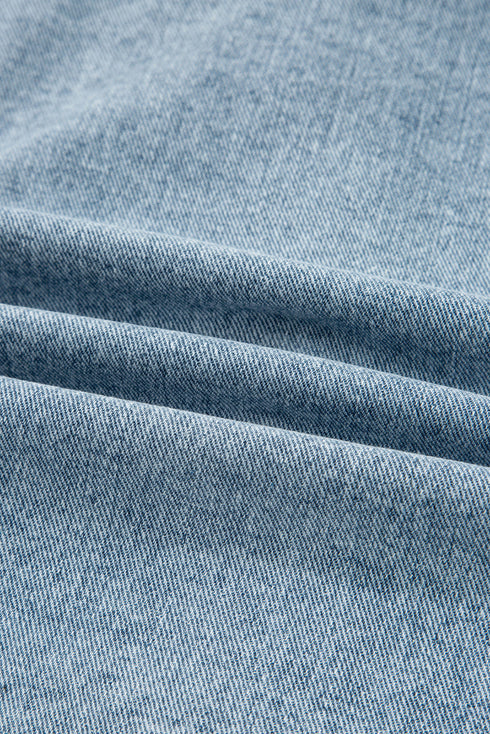 Scallop Trim Collar Patch Pocket Button Front Denim Jacket