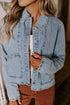 Scallop Trim Collar Patch Pocket Button Front Denim Jacket