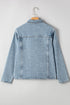 Scallop Trim Collar Patch Pocket Button Front Denim Jacket