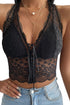 Scallop Trim Lace-Up Backless Floral Lace Crop Top