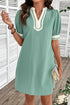 Scallop Trim Rick Rack Detail Puff Sleeve Mini Dress