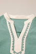 Scallop Trim Rick Rack Detail Puff Sleeve Mini Dress