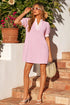 Scallop Trim Rick Rack Detail Puff Sleeve Mini Dress