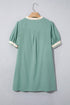 Scallop Trim Rick Rack Detail Puff Sleeve Mini Dress