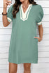 Scallop Trim Rick Rack Detail Puff Sleeve Mini Dress