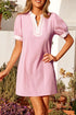 Scallop Trim Rick Rack Detail Puff Sleeve Mini Dress