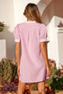 Scallop Trim Rick Rack Detail Puff Sleeve Mini Dress