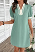 Scallop Trim Rick Rack Detail Puff Sleeve Mini Dress