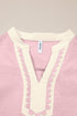 Scallop Trim Rick Rack Detail Puff Sleeve Mini Dress