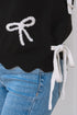 Scalloped Bow Motif Side Tie Knit Sweater Vest