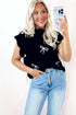 Scalloped Bow Motif Side Tie Knit Sweater Vest