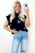 Scalloped Bow Motif Side Tie Knit Sweater Vest