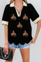 Scalloped Collar Short Sleeve Western Rodeo Graphic Tee