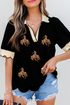 Scalloped Collar Short Sleeve Western Rodeo Graphic Tee