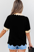 Scalloped Collar Short Sleeve Western Rodeo Graphic Tee