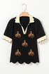 Scalloped Collar Short Sleeve Western Rodeo Graphic Tee