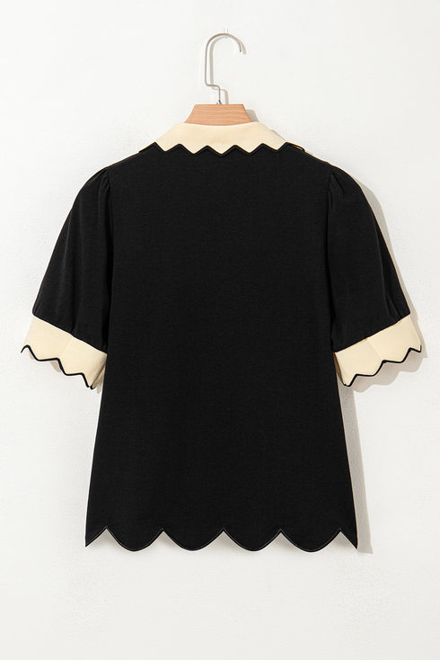 Scalloped Collar Short Sleeve Western Rodeo Graphic Tee