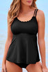 Scalloped Double Strap Empire Waist Tankini Top