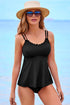 Scalloped Double Strap Empire Waist Tankini Top