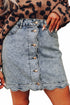 Scalloped Edge Button Front Cotton Rich Denim Mini Skirt
