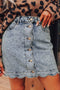 Scalloped Edge Button Front Cotton Rich Denim Mini Skirt