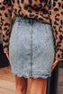 Scalloped Edge Button Front Cotton Rich Denim Mini Skirt