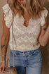 Scalloped Eyelet And Crochet Ruffle Sleeve Knit Top