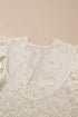 Scalloped Eyelet And Crochet Ruffle Sleeve Knit Top