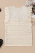 Scalloped Eyelet And Crochet Ruffle Sleeve Knit Top