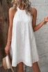 Scalloped Eyelet Halter Trapeze Mini Dress