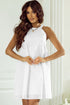 Scalloped Eyelet Halter Trapeze Mini Dress