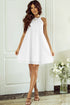 Scalloped Eyelet Halter Trapeze Mini Dress